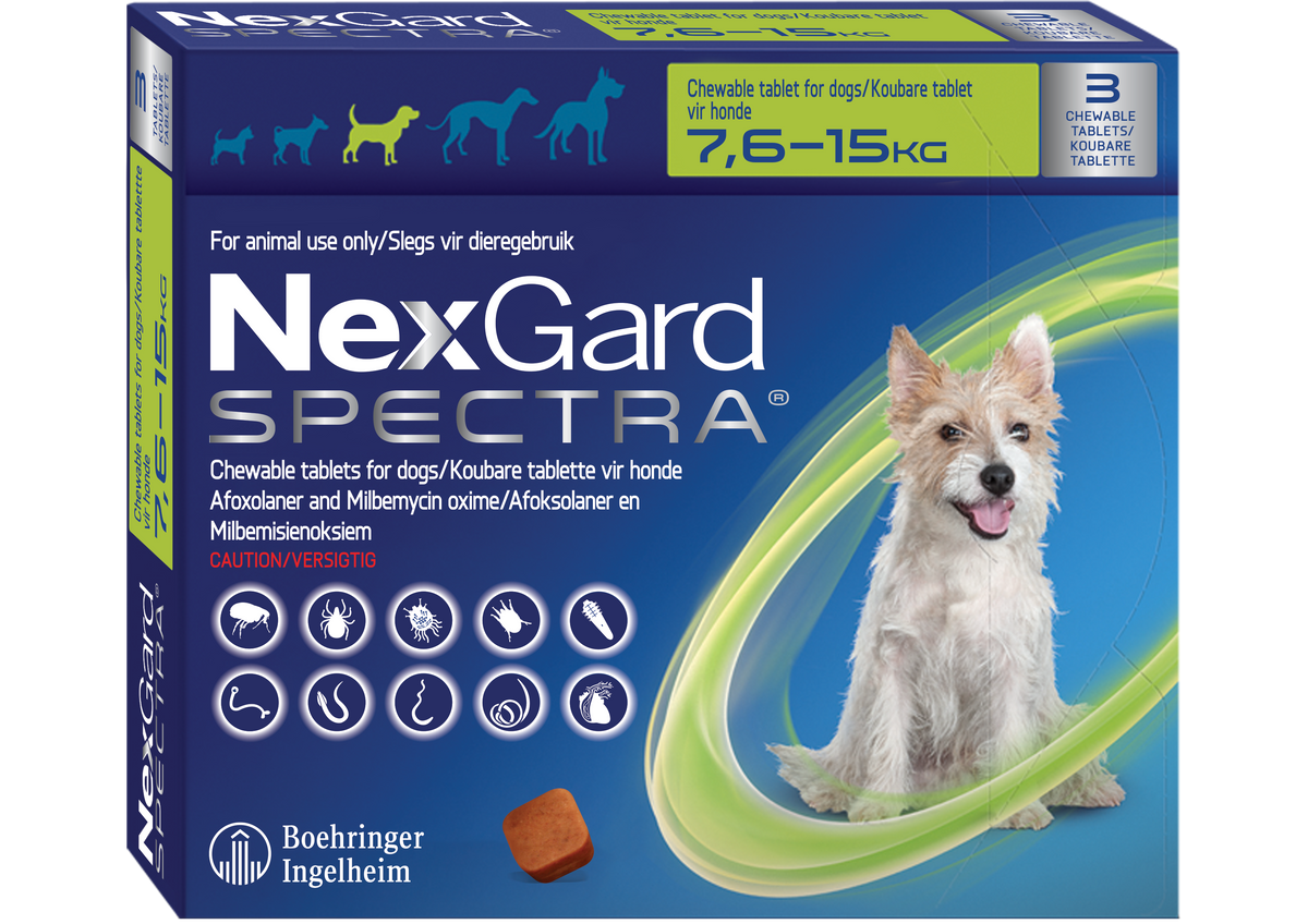 NEXGARD SPECTRA, CHEWABLE TABLETS, M 7-15kg