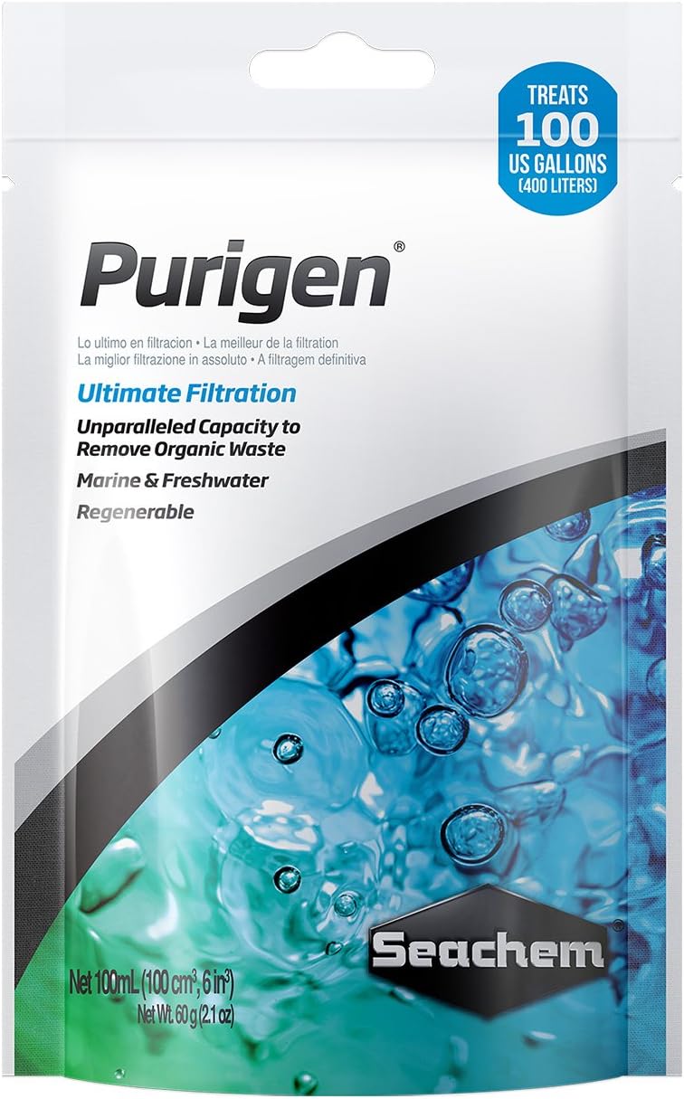 Seachem Purigen Adsorbent Fresh & Marine Aquarium Filter Media To Remove All Impurities Incl. Soluble, 100 ml