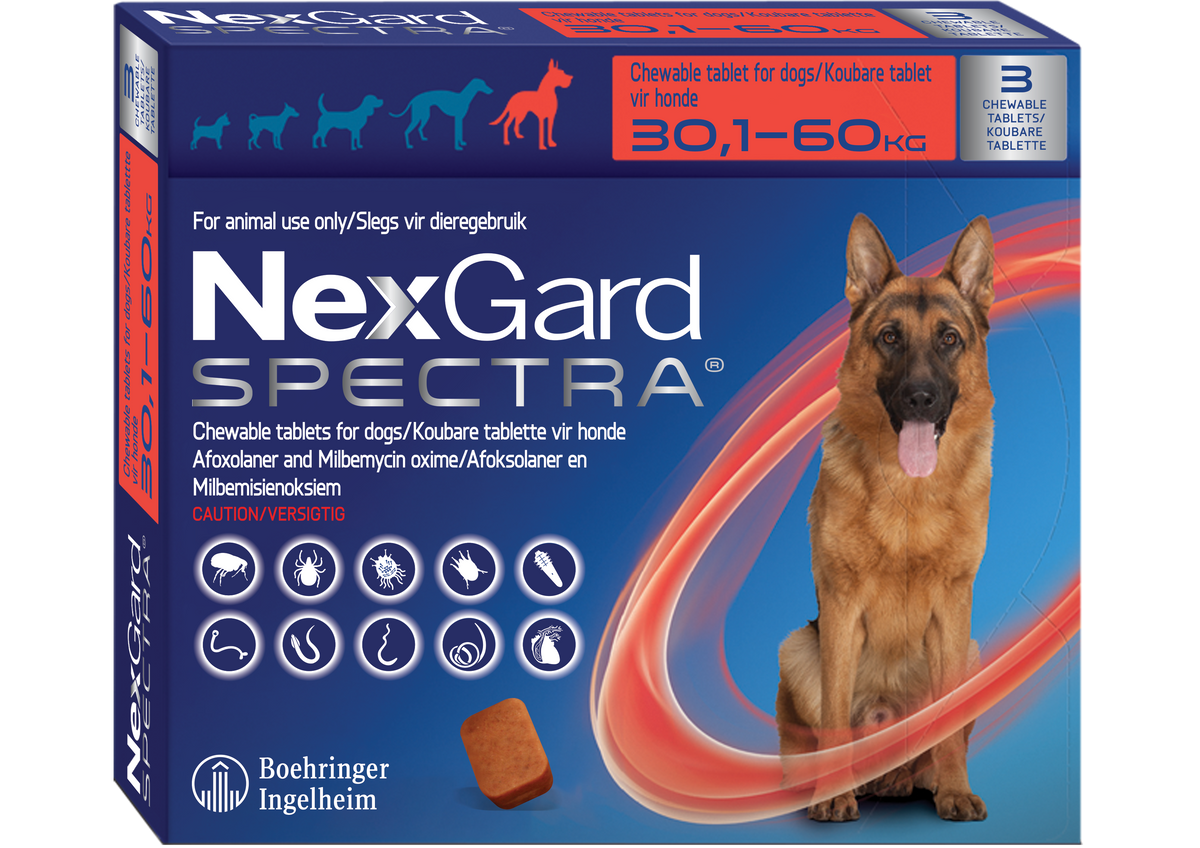 NEXGARD SPECTRA, CHEWABLE TABLETS, XL 30-60 kg