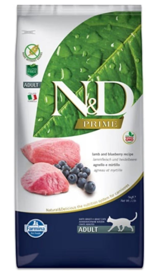 Farmina N&D Lamb and Blueberry Prime Adult Dry Cat Food - 1.5KG