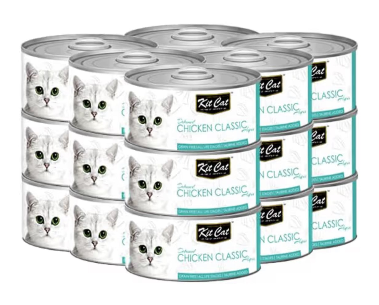 Kit Cat Classic Chicken Wet Cat Canned Food Grain Free Toppers 80 grams, (Pack of 24 pcs)