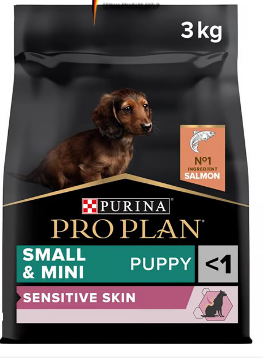 PRO PLAN SENSITIVE SKIN SMALL AND MINI PUPPY , DRY DOG FOOD WITH SALMON, 3 KG