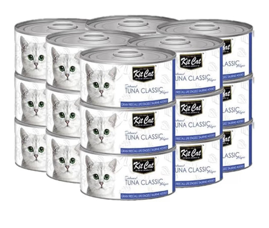 Kit Cat Classic Tuna Wet Cat Canned Food Grain Free Toppers 80 grams, (Pack of 24 pcs)