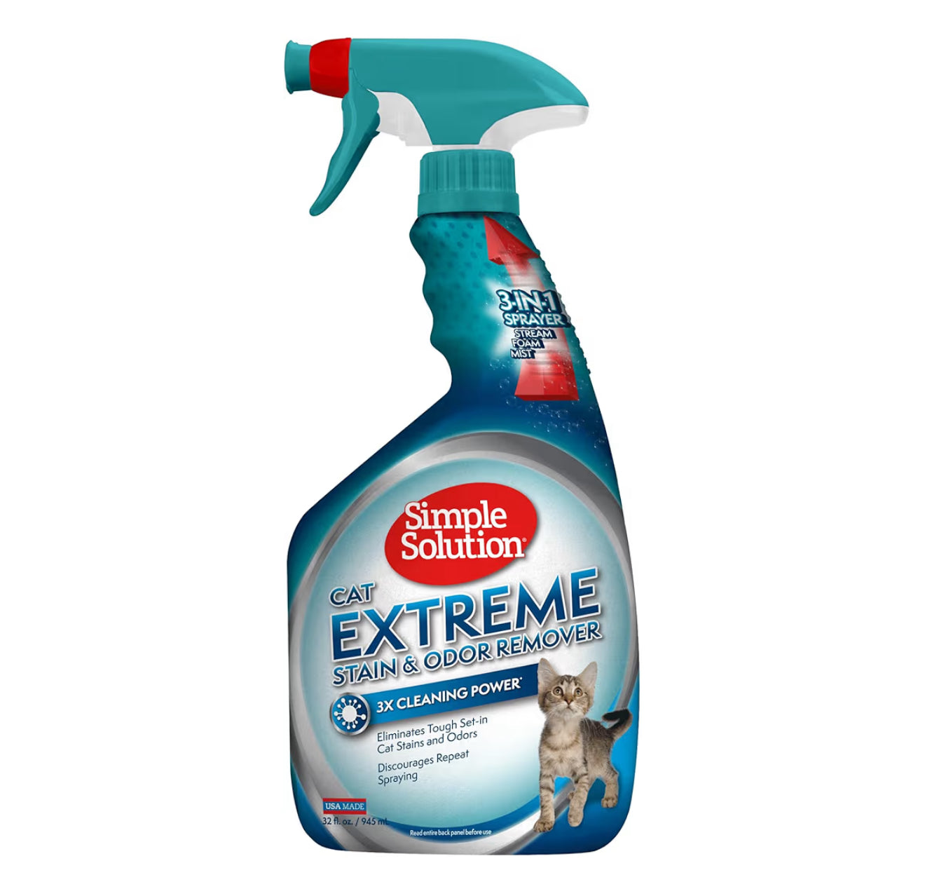 Simple Solution Extreme Cat Stain Odour Remover, White, 32 Oz