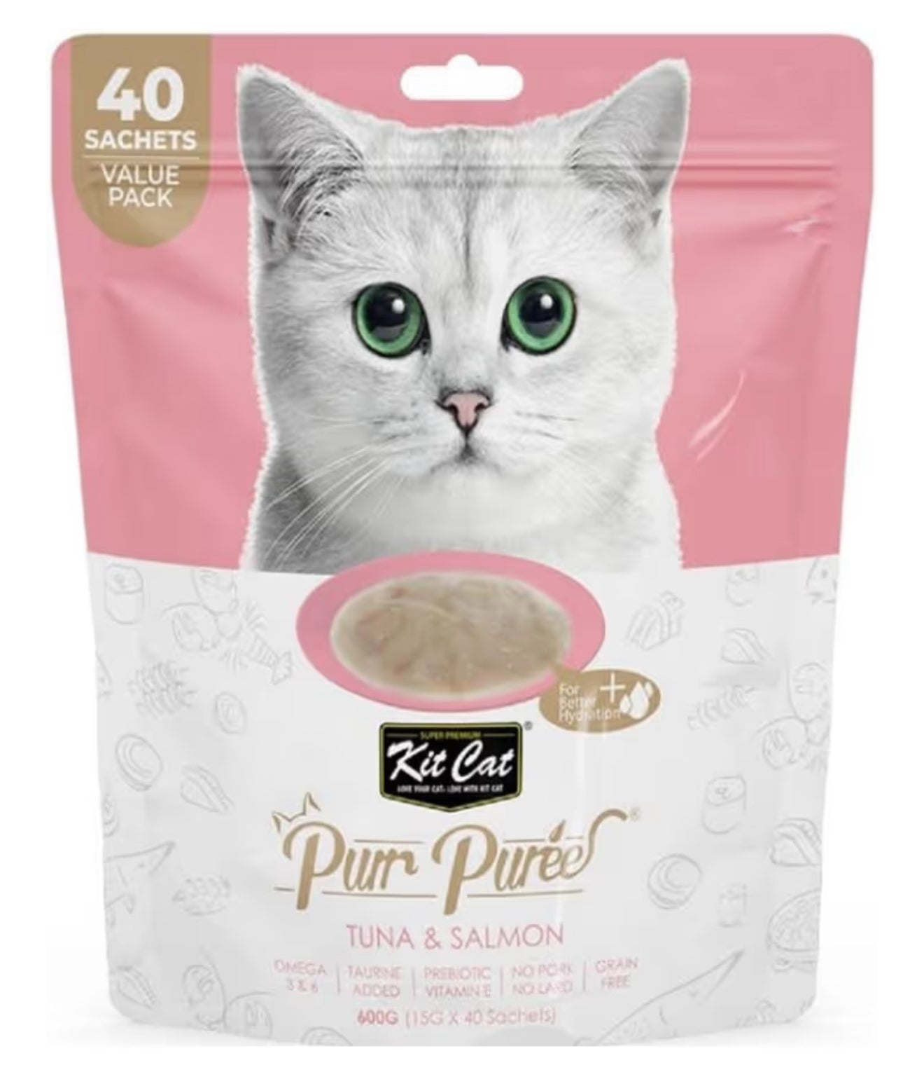 Kit Cat Puree Tuna & Salmon Cat Treats - 600G