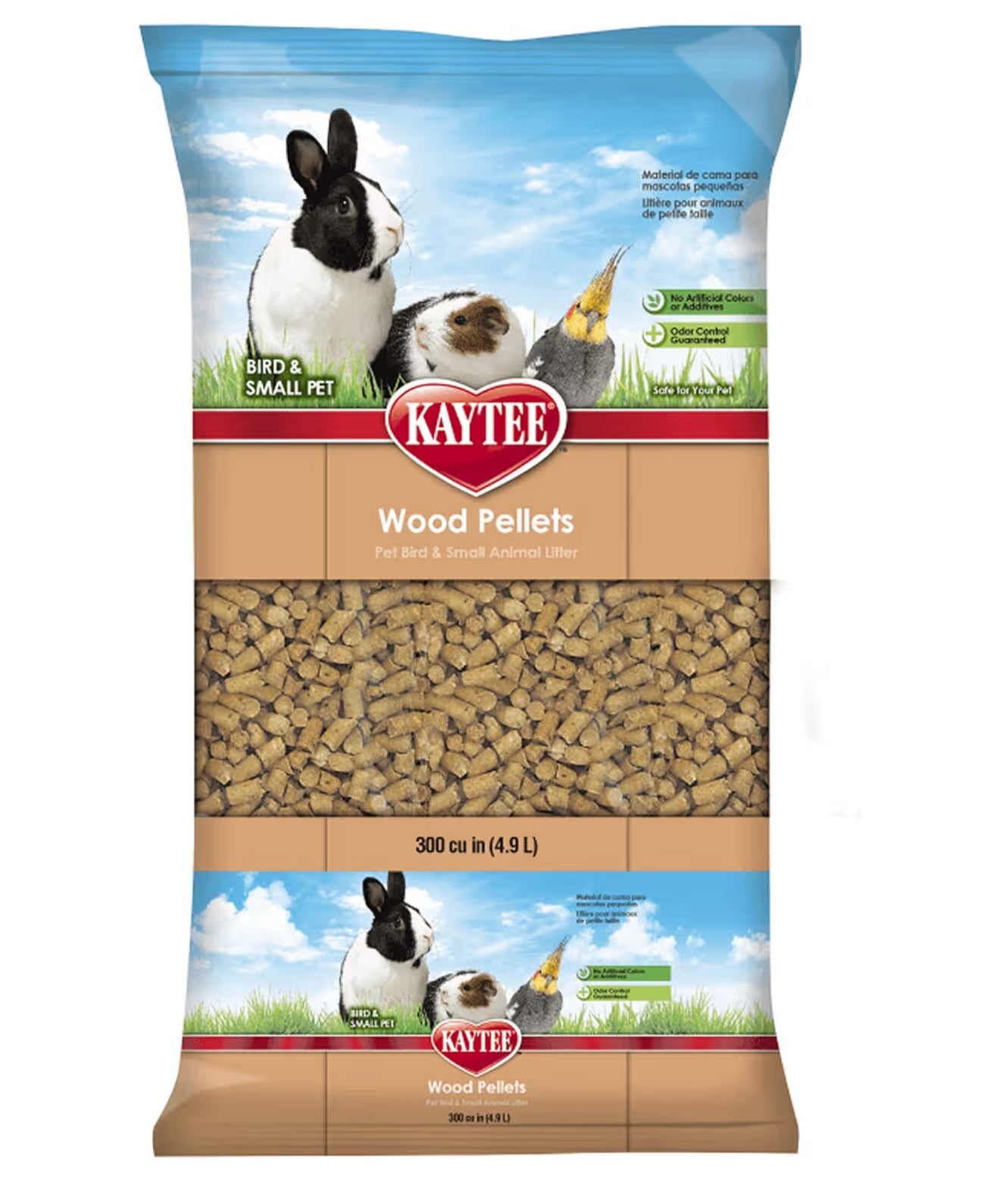 Kaytee Wood Pellets for Pets, 300 cu in 4.9 L, Brown, 100036875, Wood Pellets Litter, 8 lb
