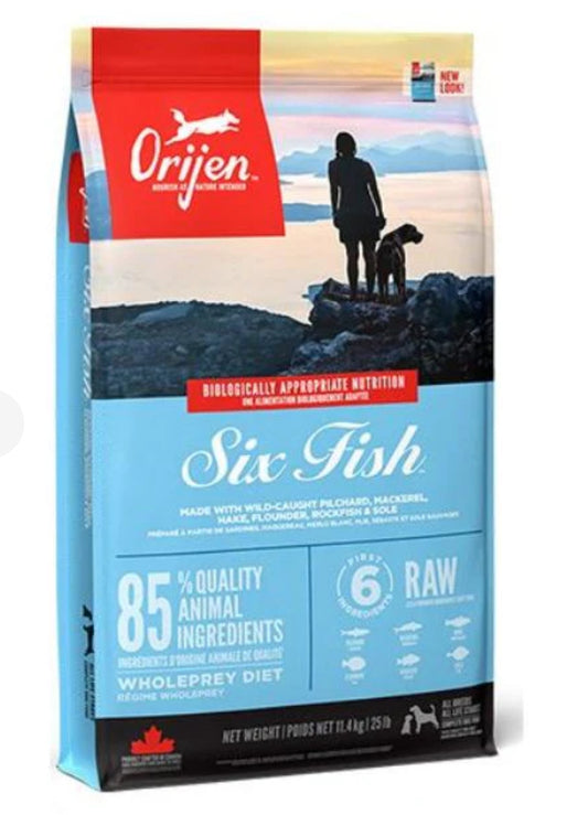Orijen Six Fish Protein-Rich Adult Dog Dry Food 11.4kg