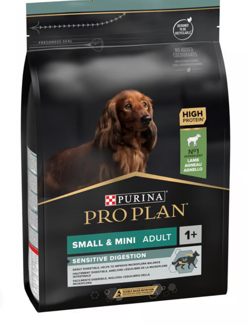 PRO PLAN SENSITIVE DIGESTION SMALL AND MINI ADULT, DRY DOG FOOD WITH LAMB, 3 KG