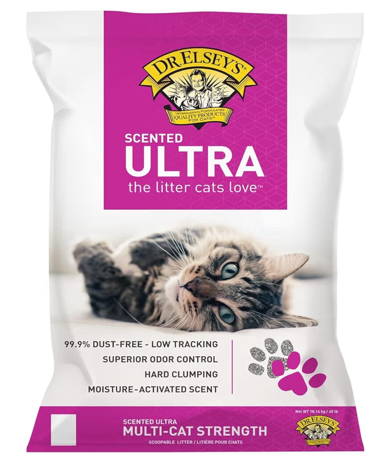 Dr. Elsey's Premium Clumping Cat Litter | Ultra Scented | 99.9% Dust-Free, Low Tracking, Hard Clumping, Superior Odor Control, Natural Ingredients & Moisture-Activated Scent