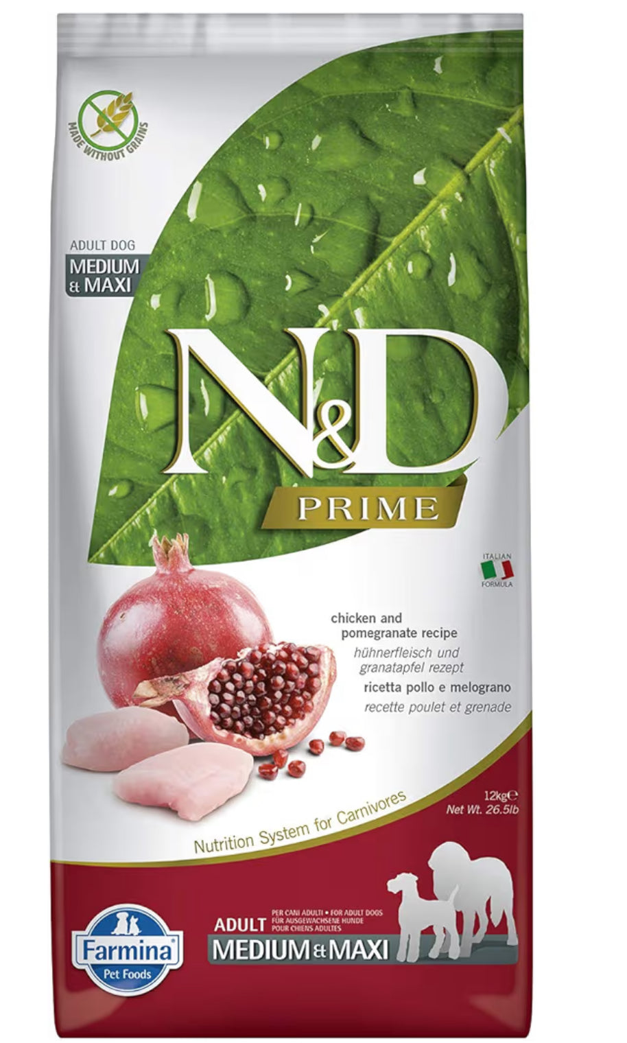 Farmina N&D Prime Dog Chicken & Pomogranate Adult Med/Maxi 12kg