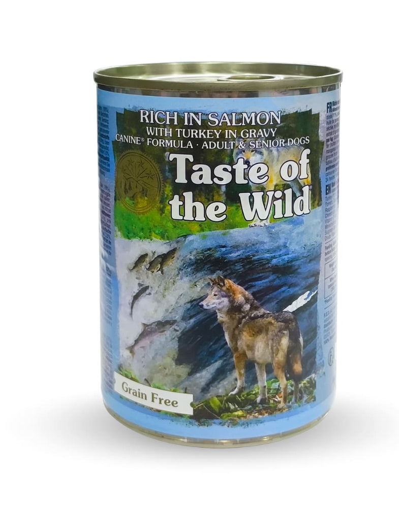 Taste of the Wild Rich in Salmon with Turkey in Gravy for Adult and Senior Dogs – 390g x 12pcs