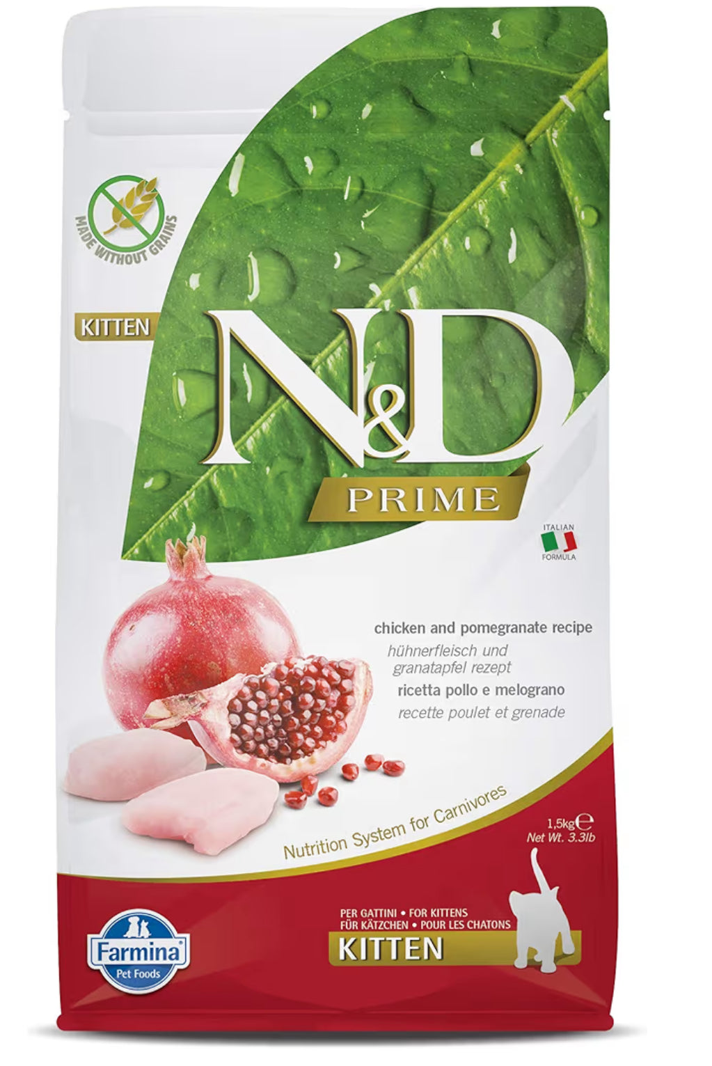 Farmina N&D Chicken & Pomegranate Prime Kitten Dry Food - 1.5KG