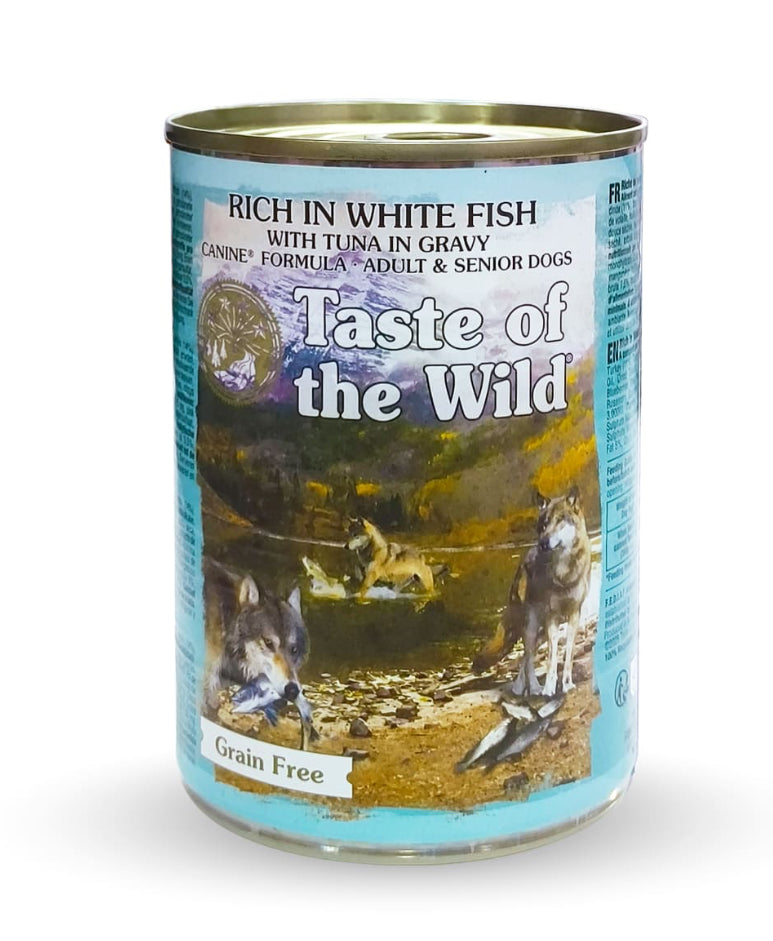 Taste of the Wild Rich in White Fish with Tuna in Gravy for Adult and Senior Dogs – 390g x 12pcs