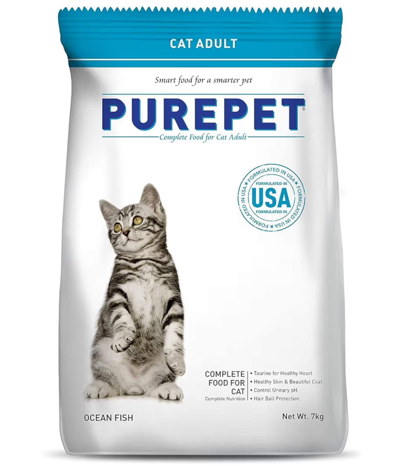 Purepet Adult Dry Cat Food, Ocean Fish, 7 Kg | Complete & Balanced Nutrition, Taurine For Healthy Heart, Controls Urinary pH, Healthy Skin & Coat