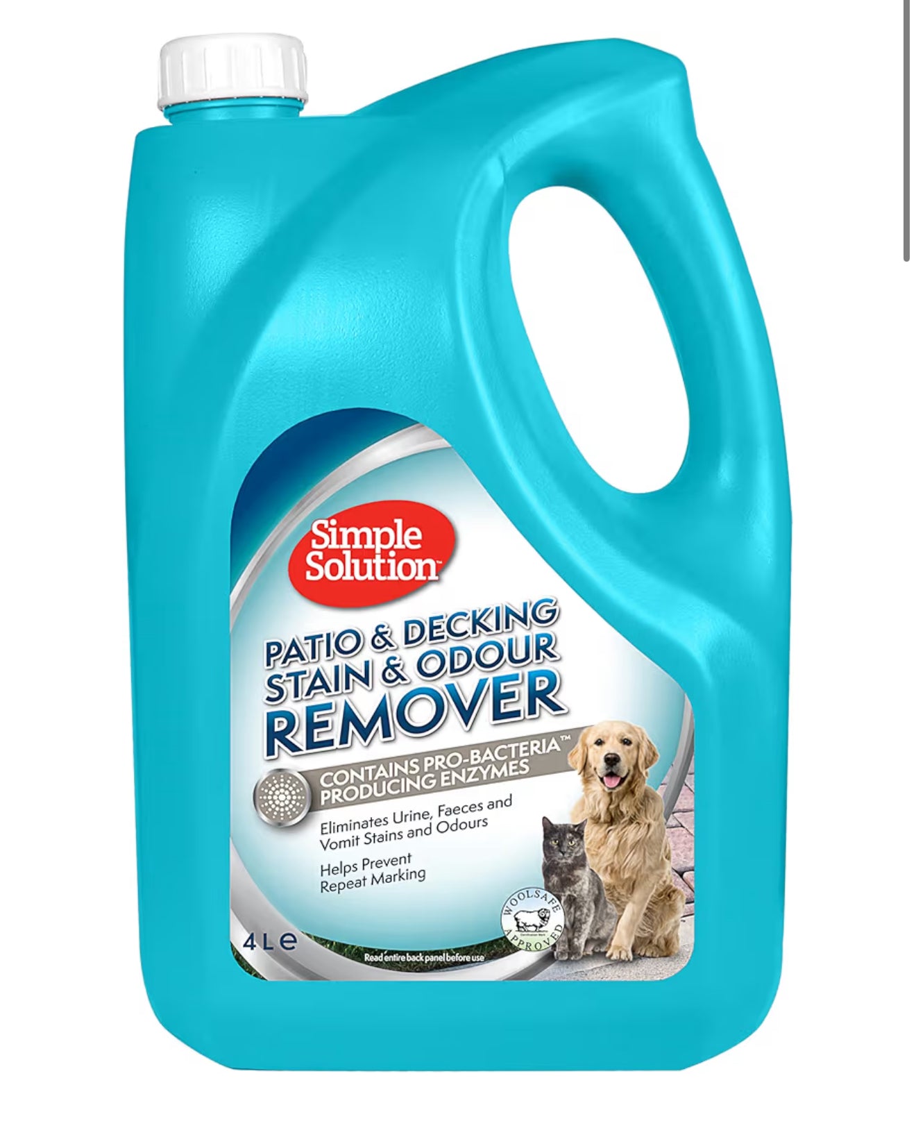 Simple Solution Patio And Decking Pet Stain And Odour Remover, Silver, 4 Litres, White