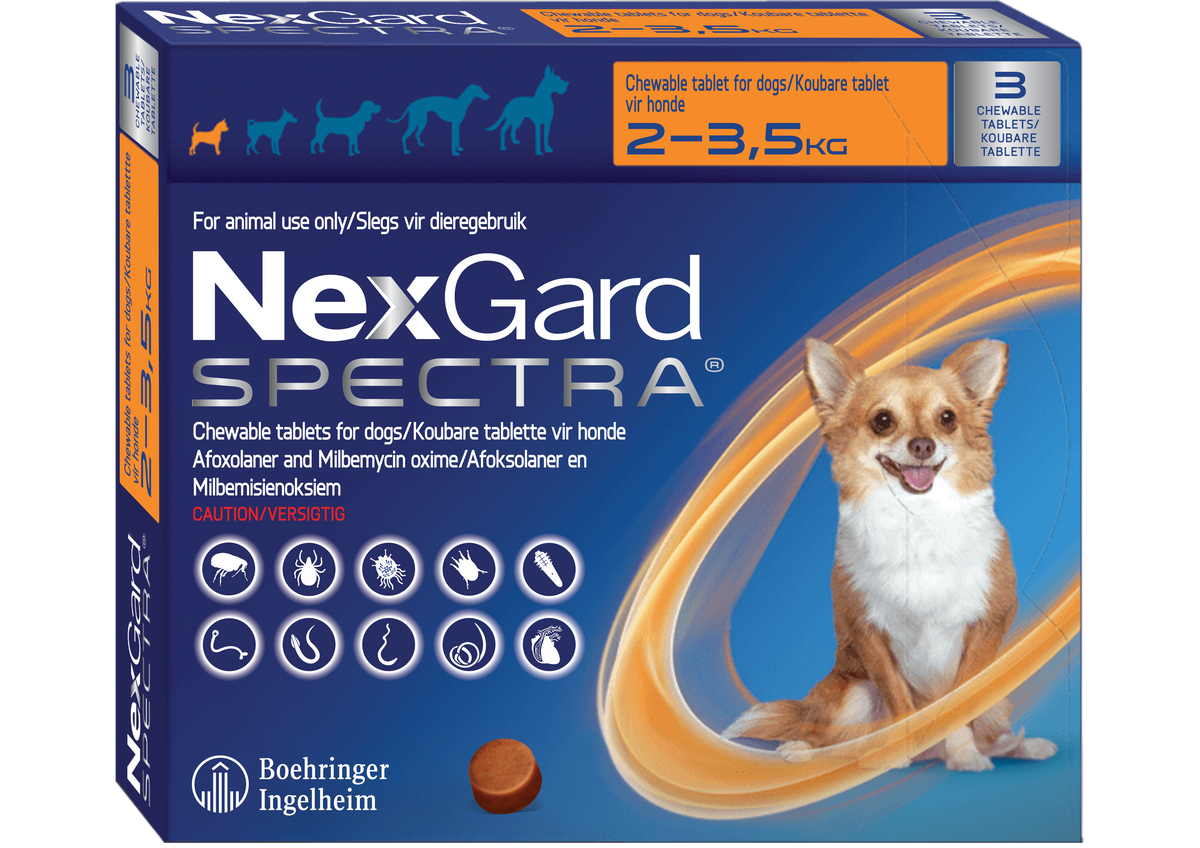 NEXGARD SPECTRA, CHEWABLE TABLETS, XS 2-3.5kg